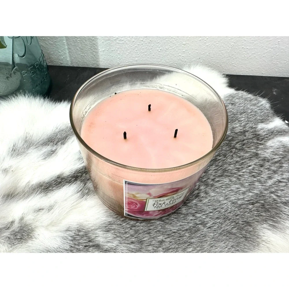 Discontinued White Barn Pink Petal Tea Cake 3 wick‎ Candle Bath Body Works - Picture 6 of 7